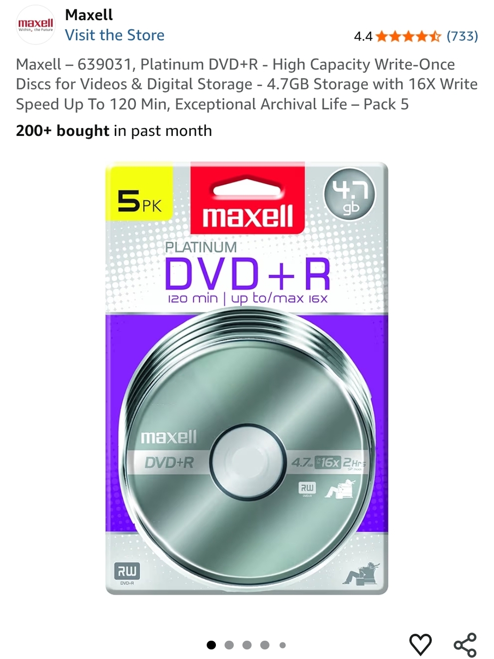 Platinum DVD+R 5-Pack - Silver Discs